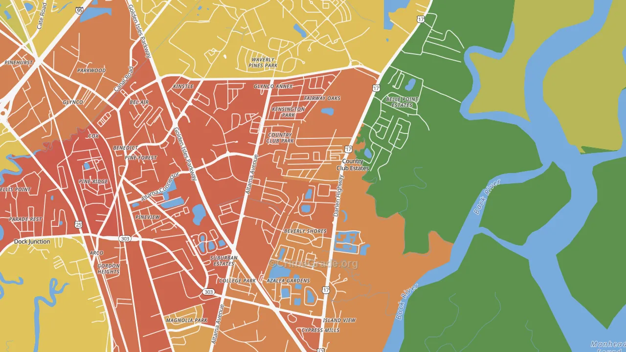 Country Club Estates, GA Map of Burglary Rates