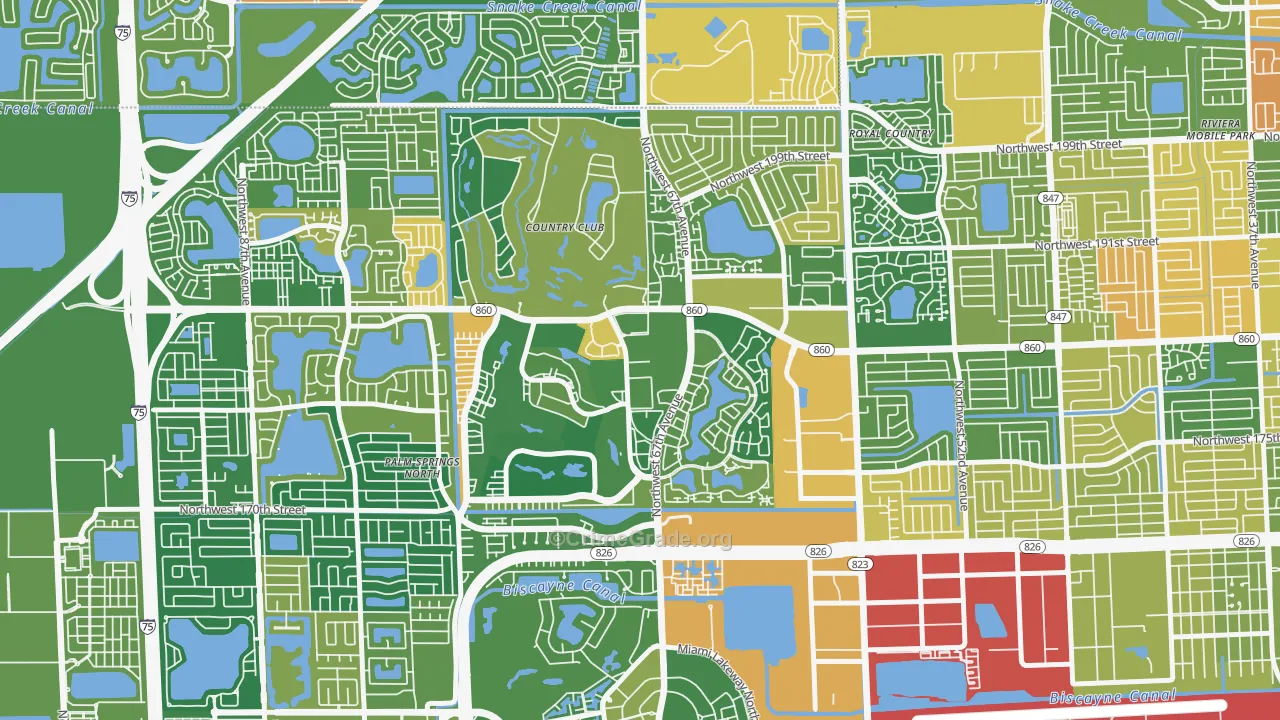 Country Club, FL Map of Burglary Rates
