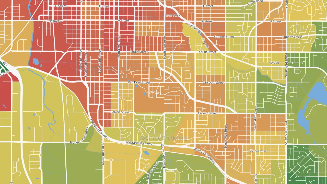 Country Club, Lincoln, NE Map of Burglary Rates