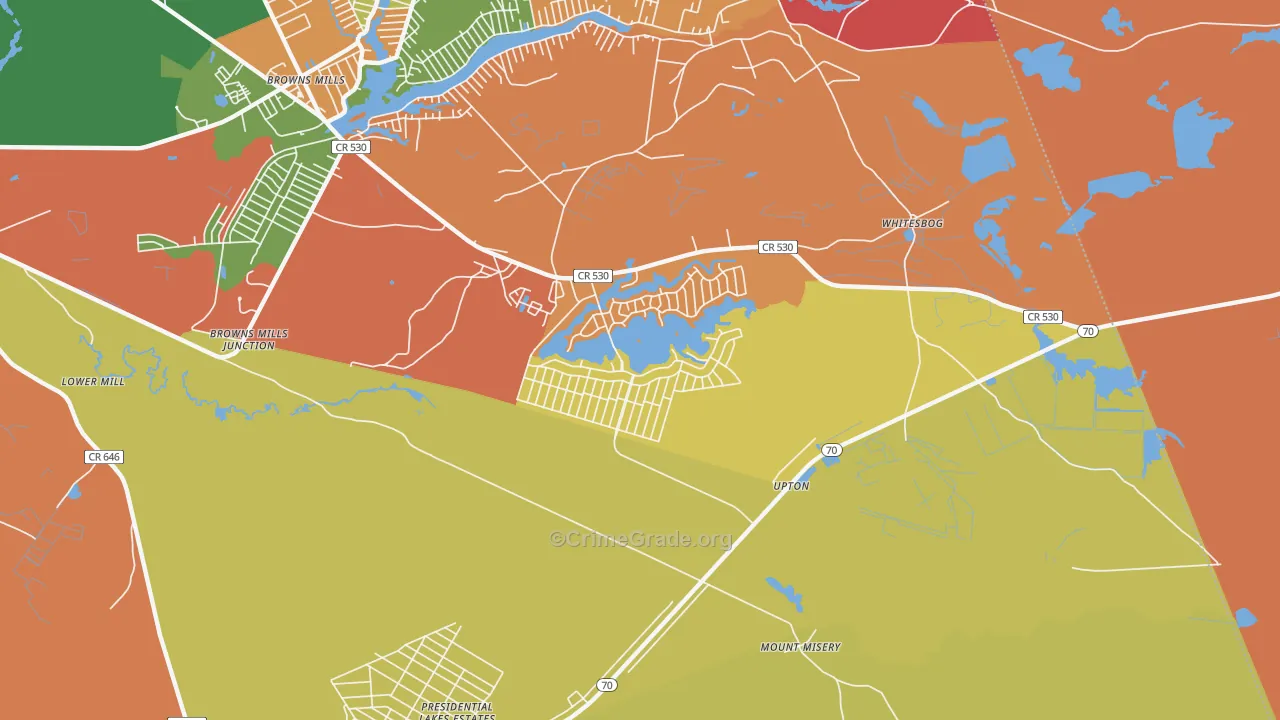 Country Lake Estates, NJ Map of Burglary Rates