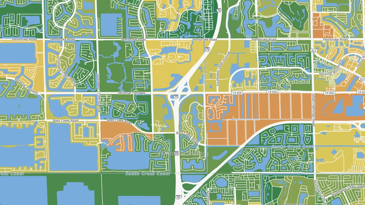 Country Lakes, Miramar, FL Map of Burglary Rates