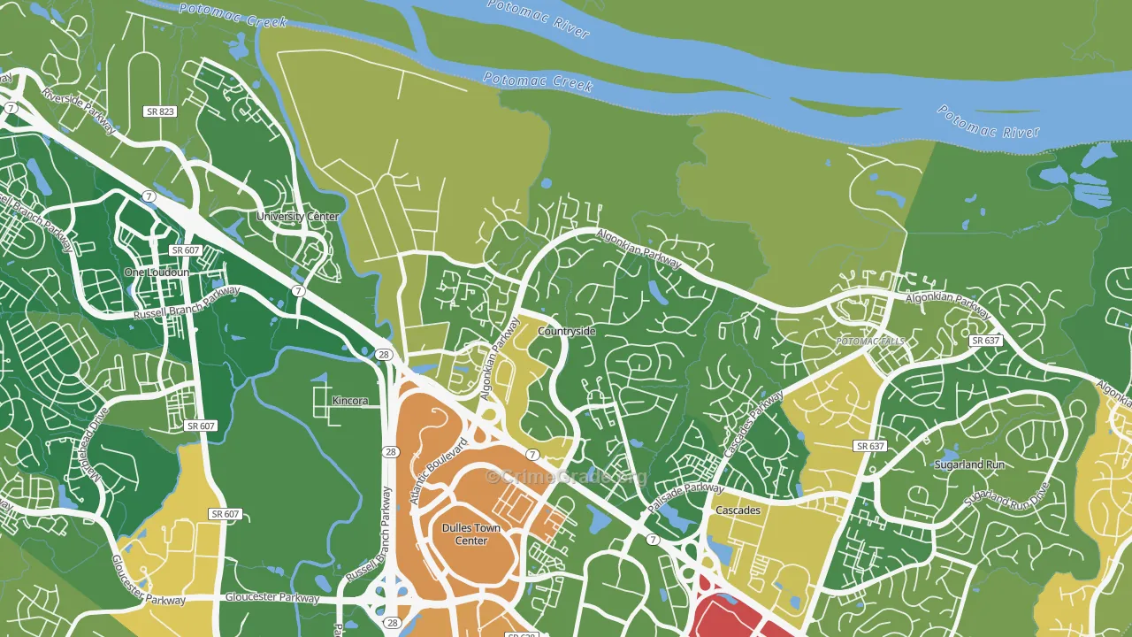 Countryside, VA Map of Burglary Rates