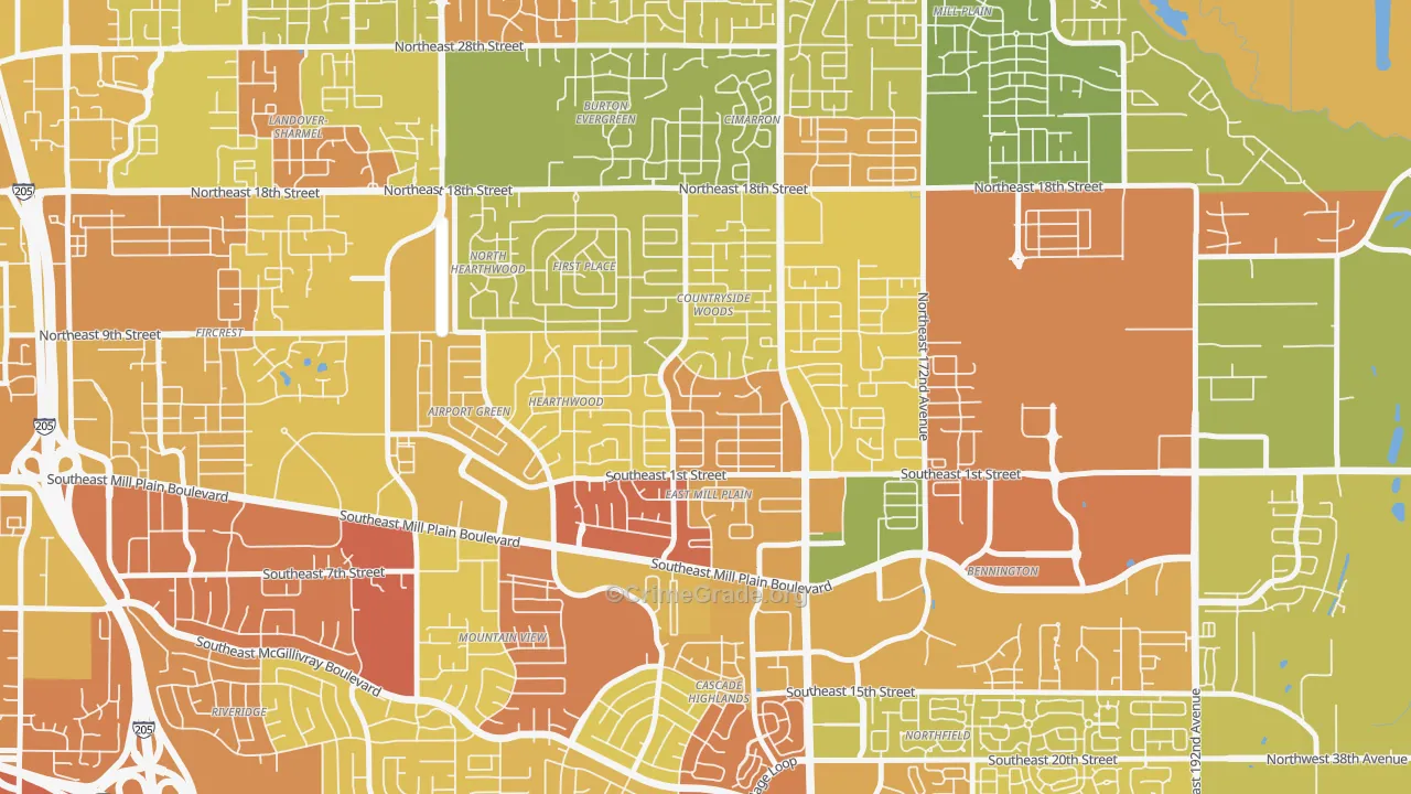 Countryside Woods, Vancouver, WA Map of Burglary Rates