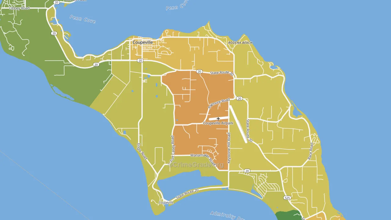Coupeville, WA Map of Burglary Rates