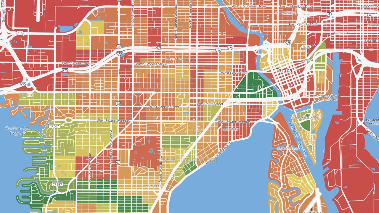 Courier City, Tampa, FL Map of Burglary Rates