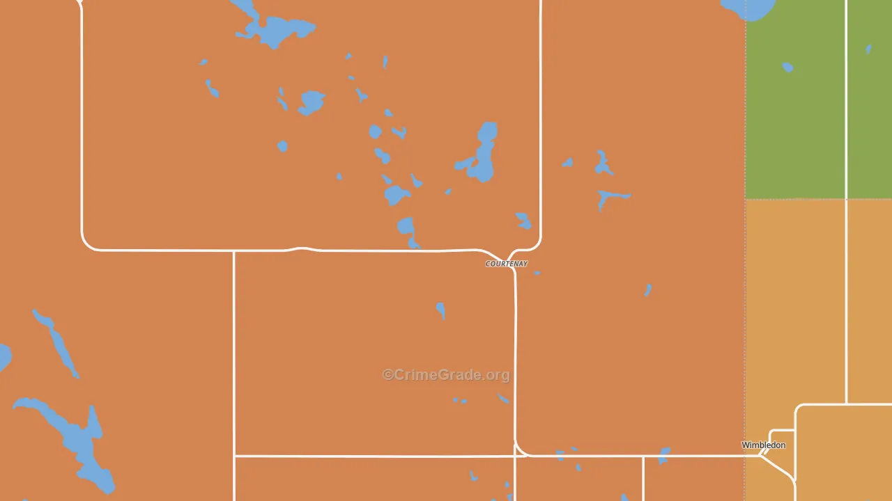 Courtenay, ND Map of Burglary Rates