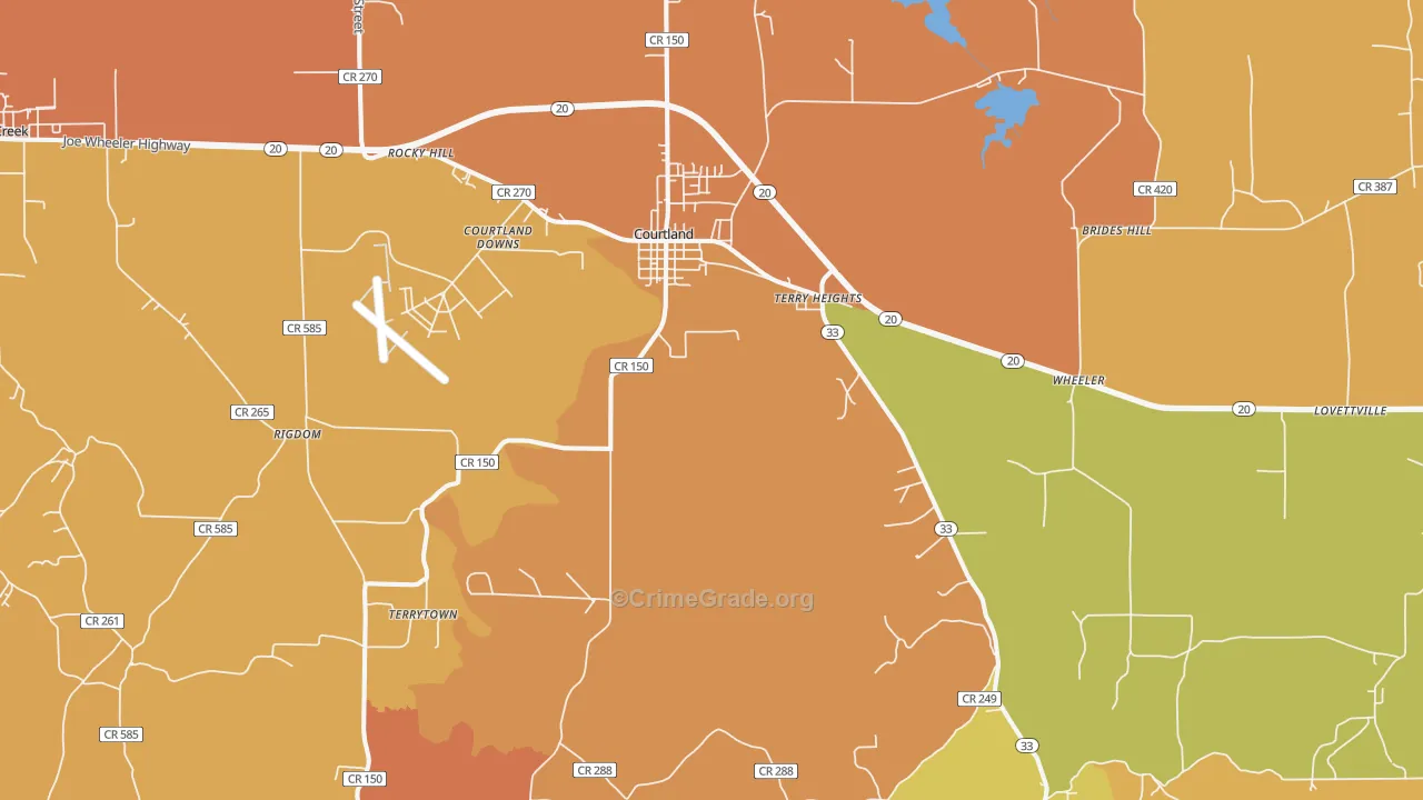 Courtland, AL Map of Burglary Rates
