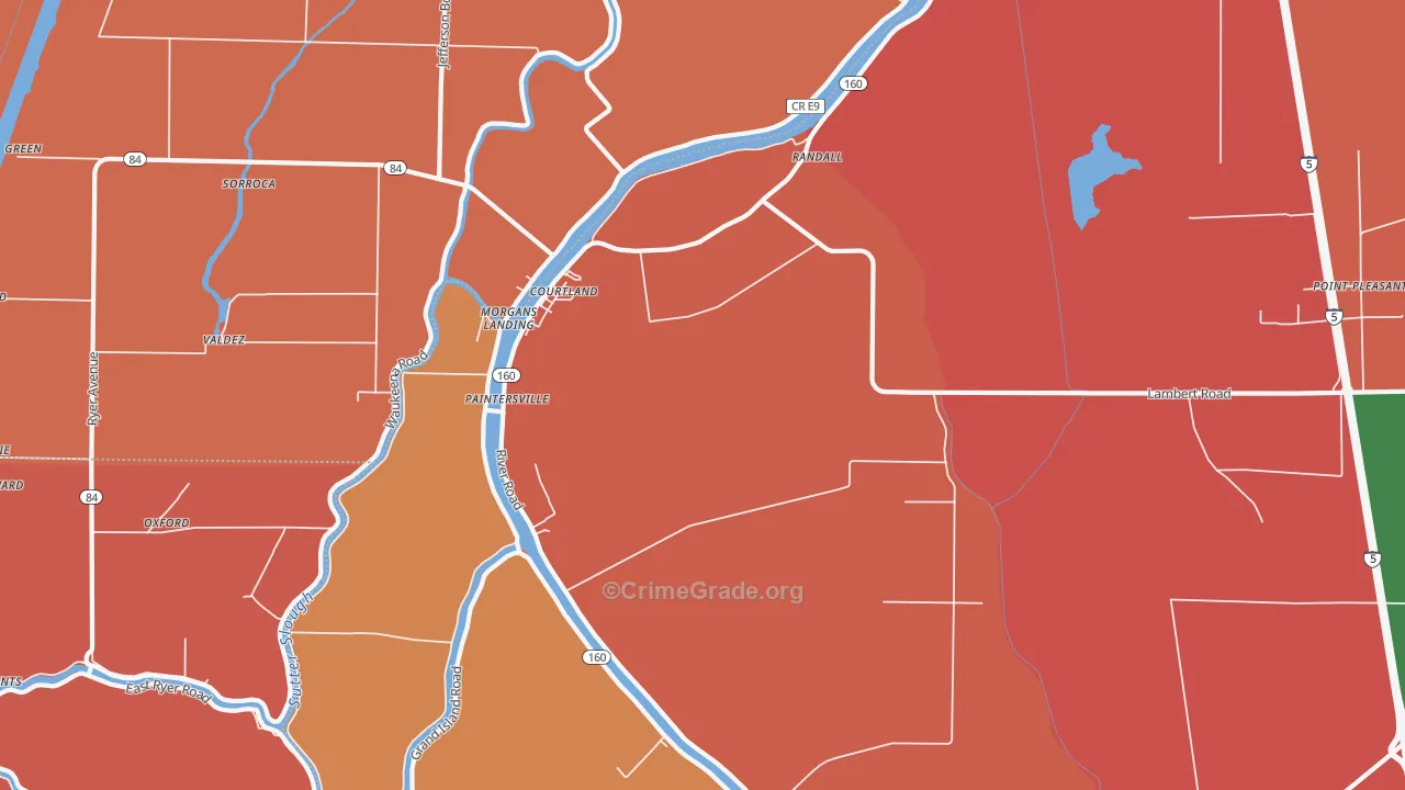 Courtland, CA Map of Burglary Rates