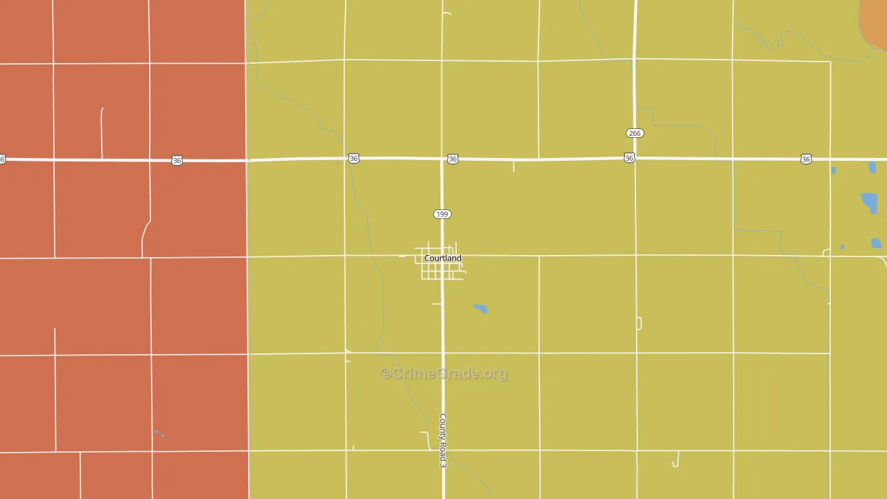Courtland, KS Map of Burglary Rates