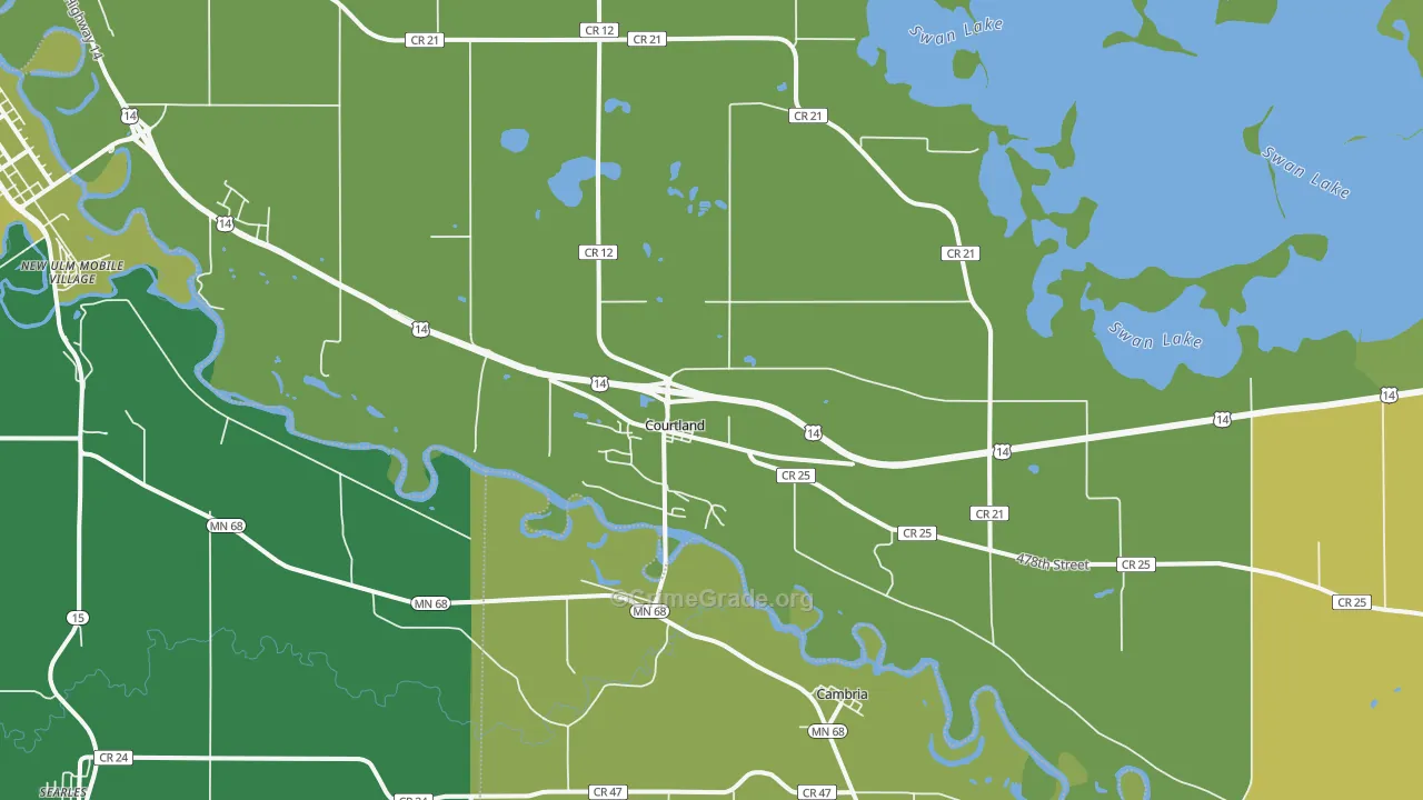 Courtland, MN Map of Burglary Rates