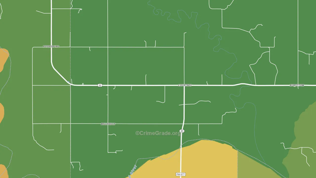 Courtney, OK Map of Burglary Rates