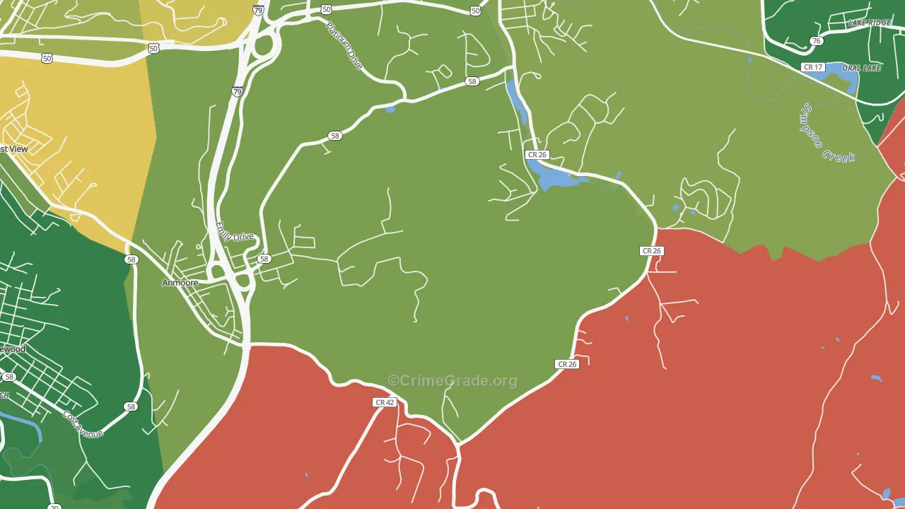 Courtright, WV Map of Burglary Rates