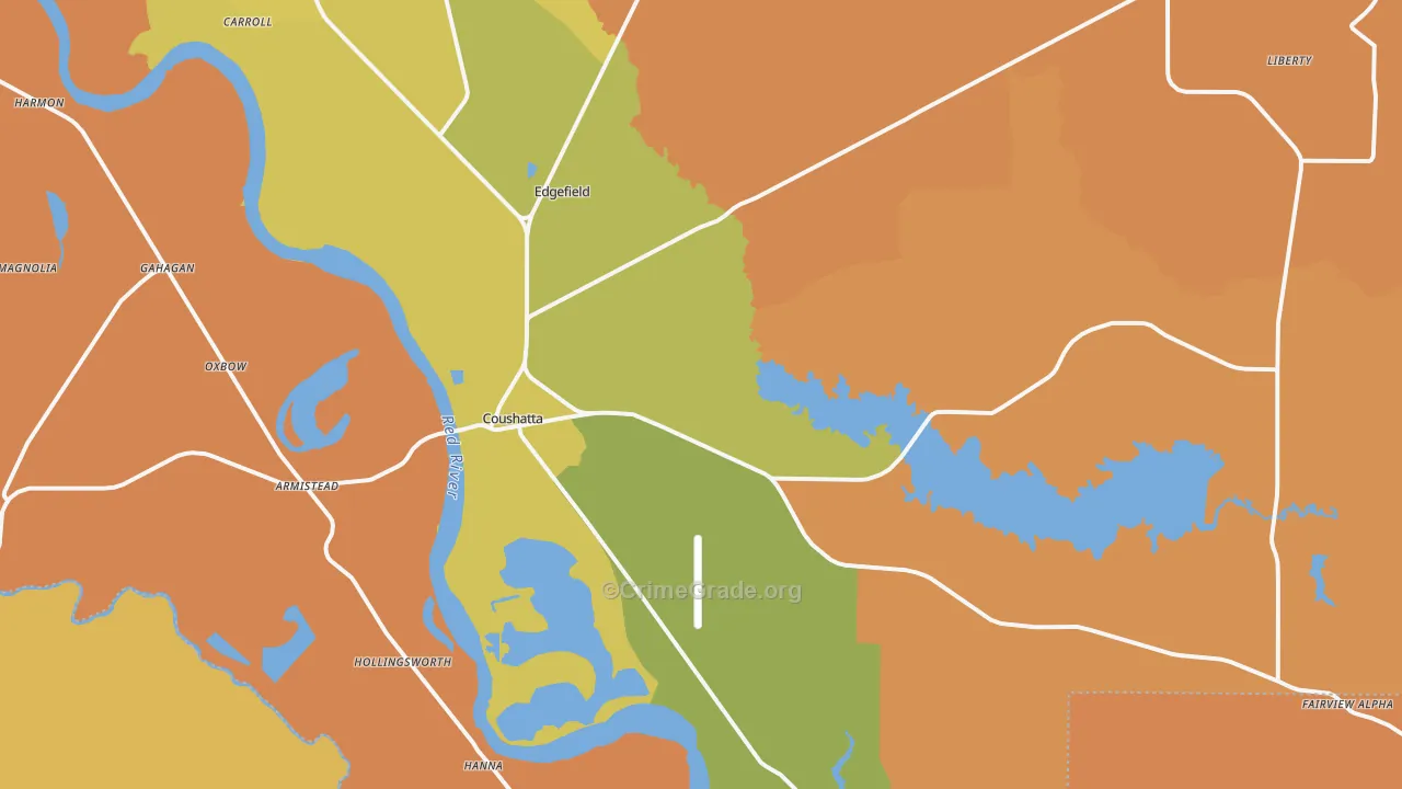 Coushatta, LA Map of Burglary Rates