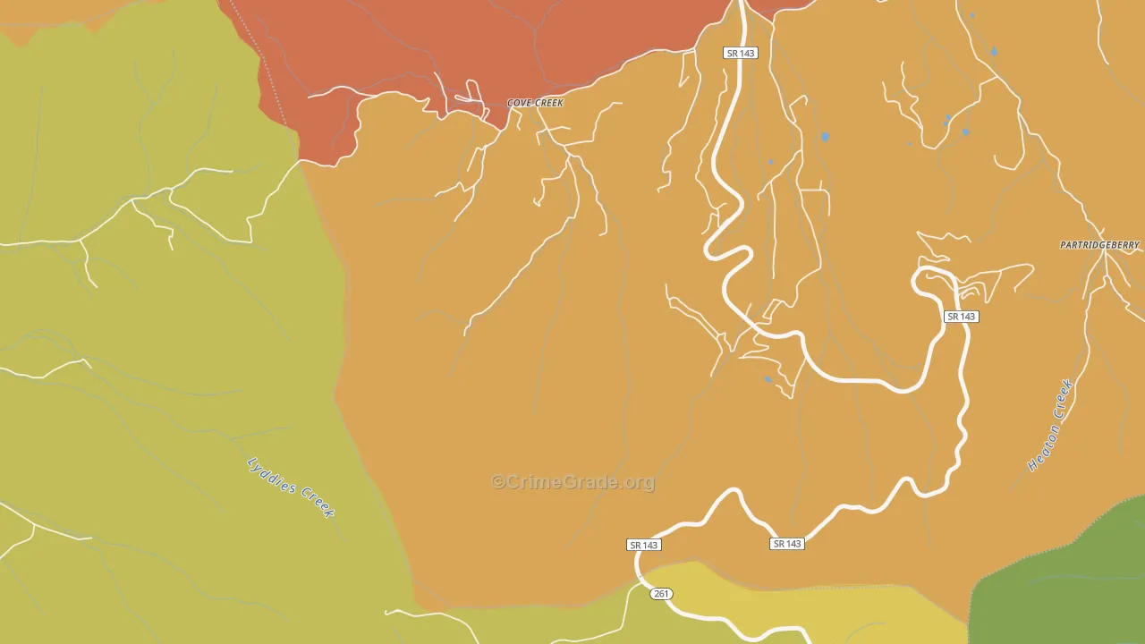 Cove Creek, TN Map of Burglary Rates
