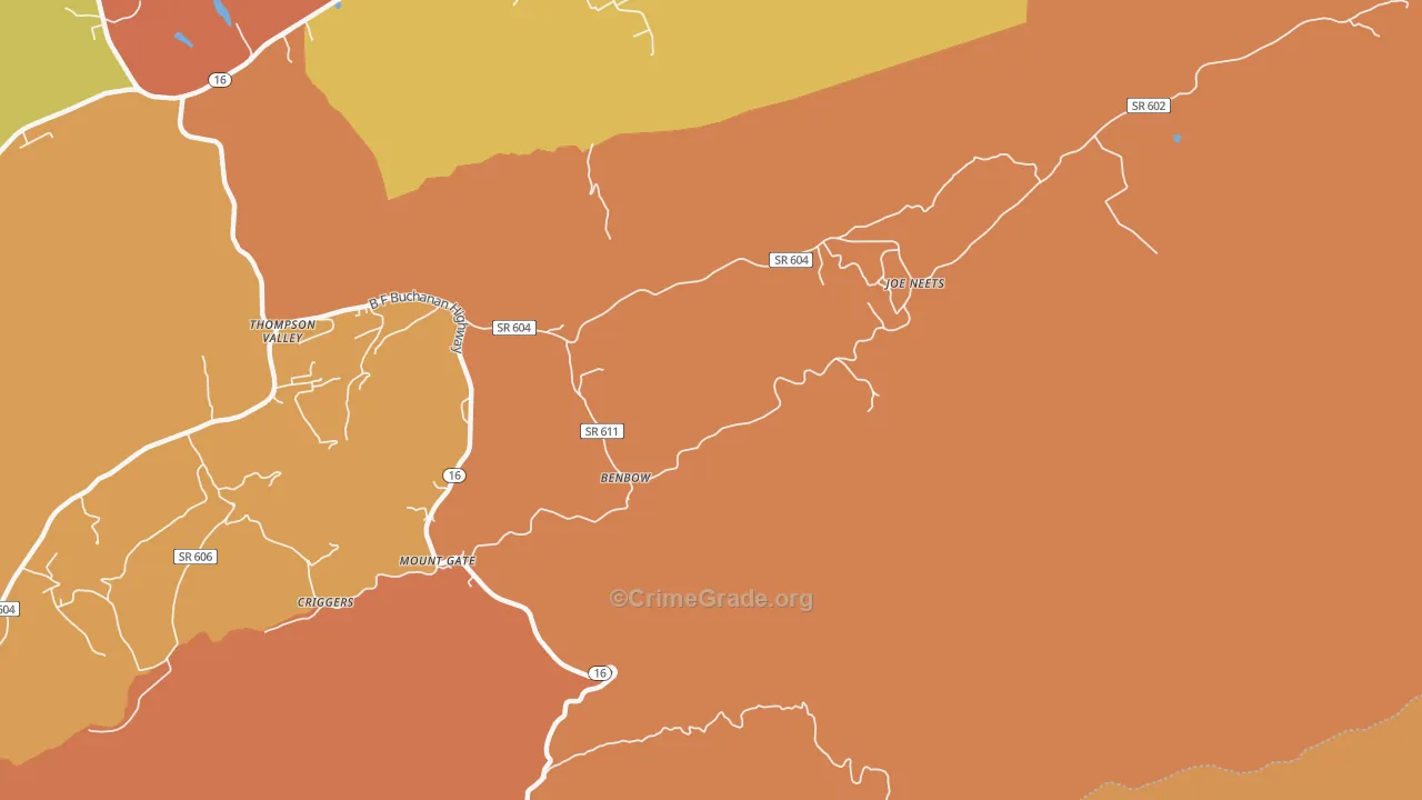 Cove Creek, VA Map of Burglary Rates
