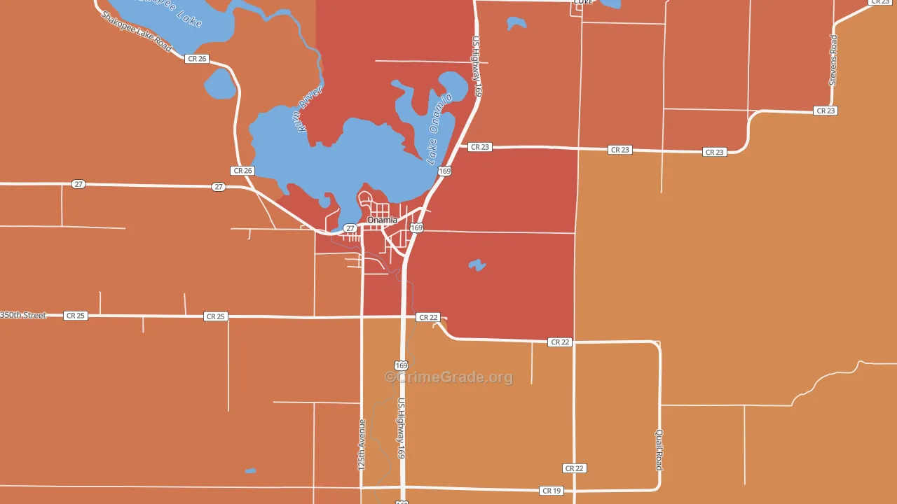 Cove, MN Map of Burglary Rates