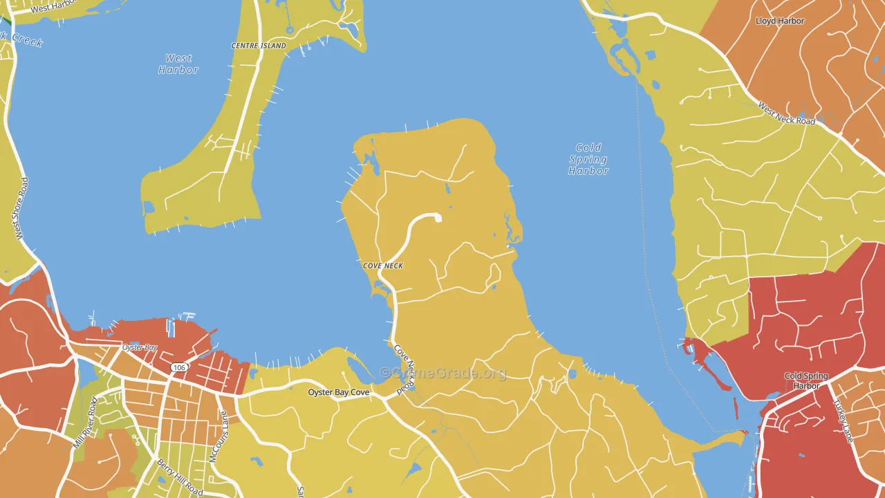 Cove Neck, NY Map of Burglary Rates