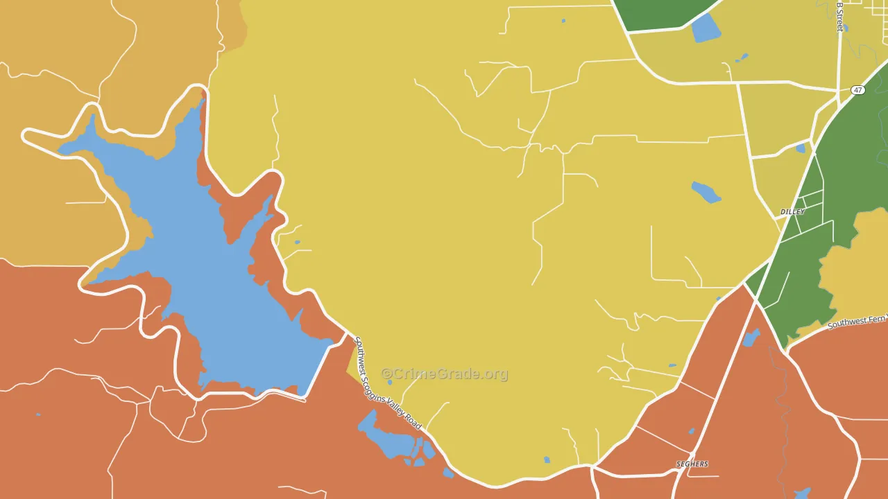 Cove Orchard, OR Map of Burglary Rates