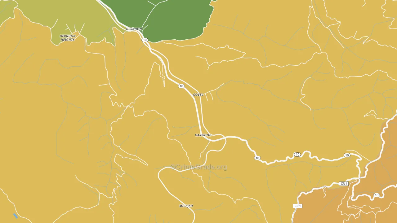 Covel, WV Map of Burglary Rates