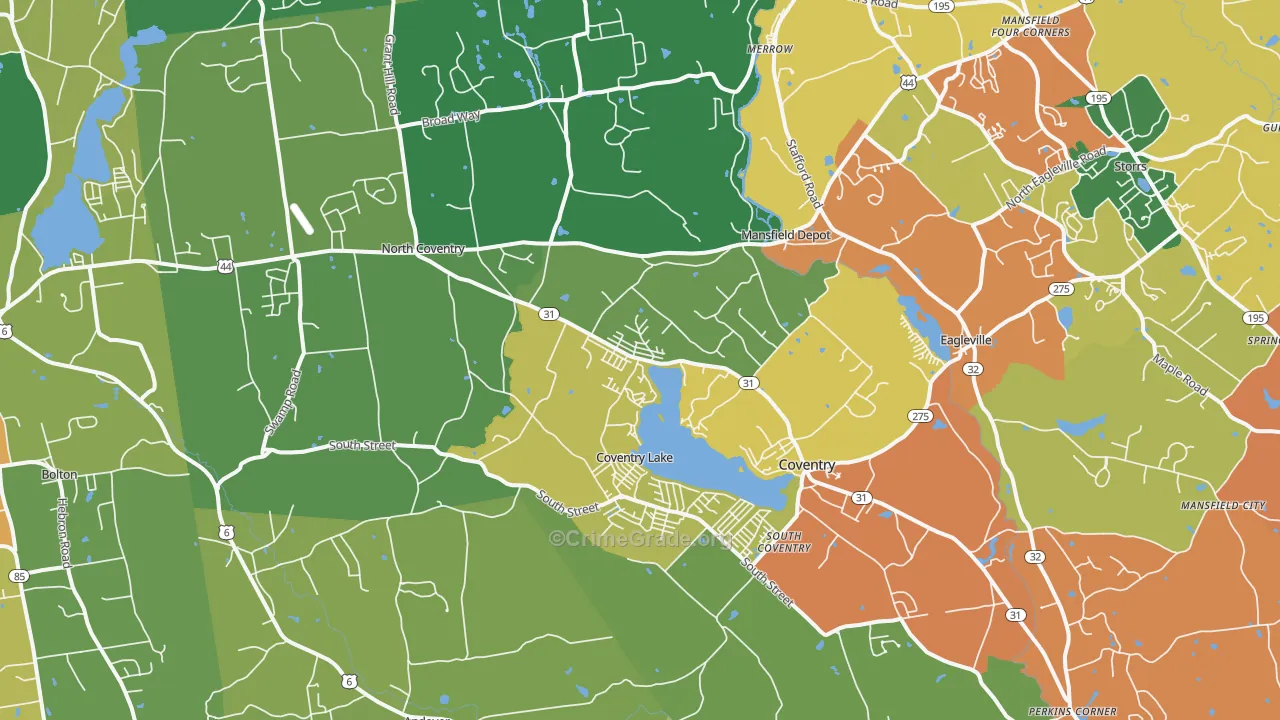 Coventry, CT Map of Burglary Rates