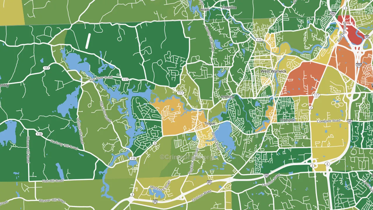 Coventry, RI Map of Burglary Rates