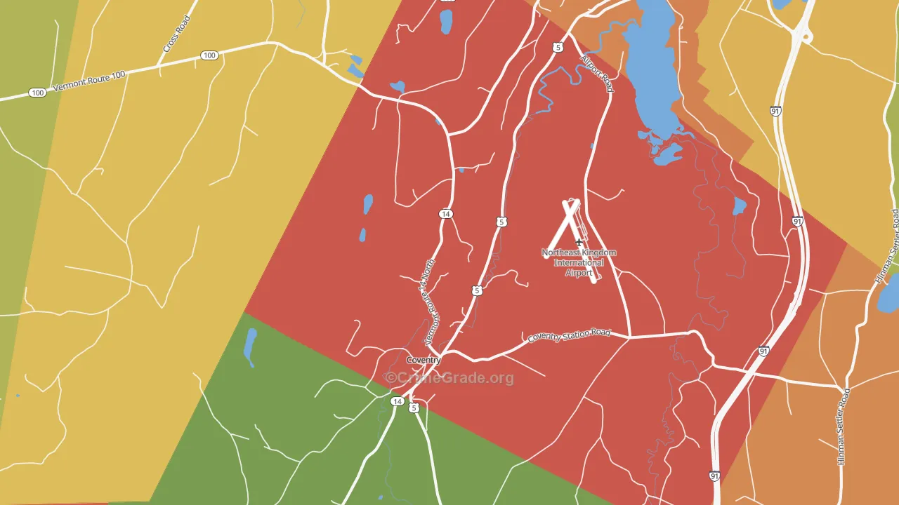Coventry, VT Map of Burglary Rates