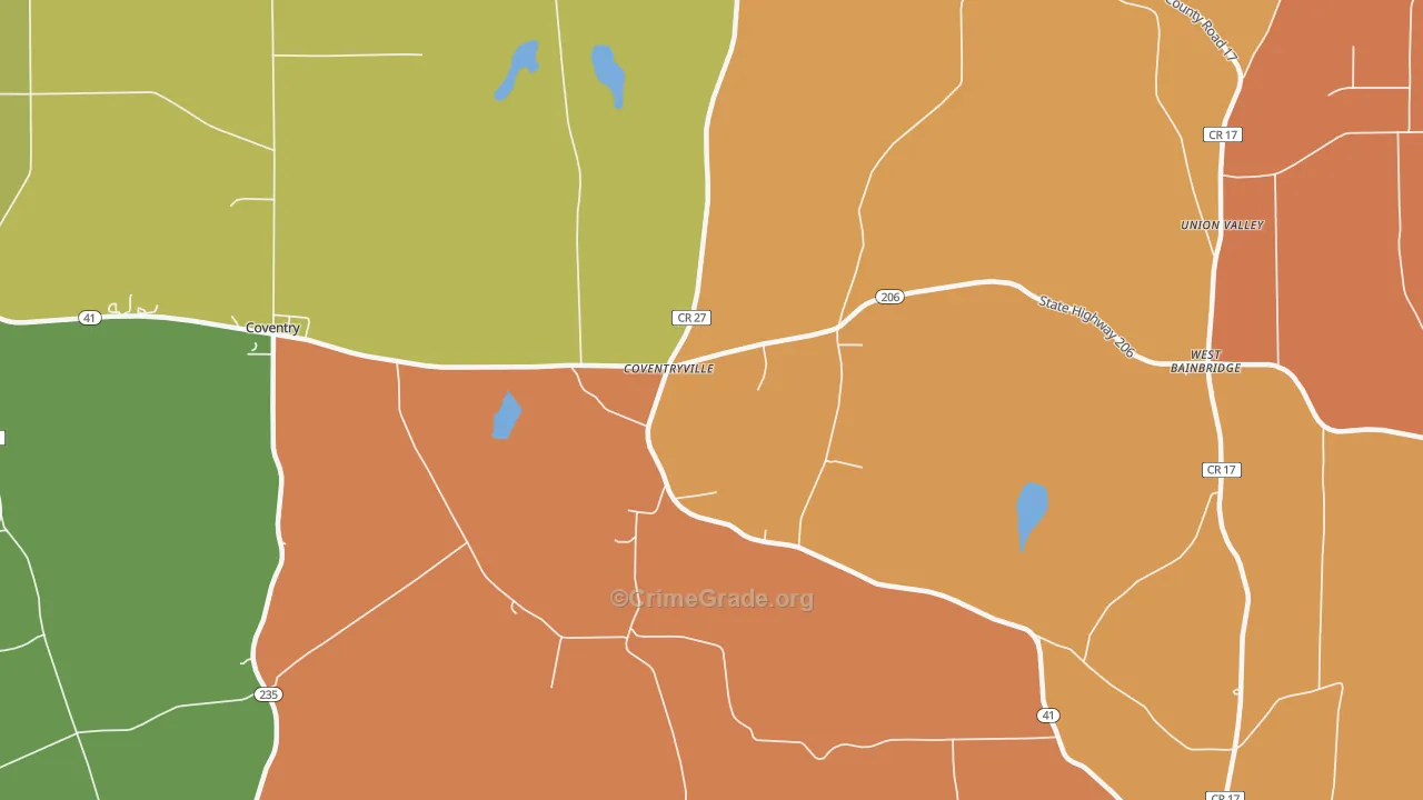 Coventryville, NY Map of Burglary Rates