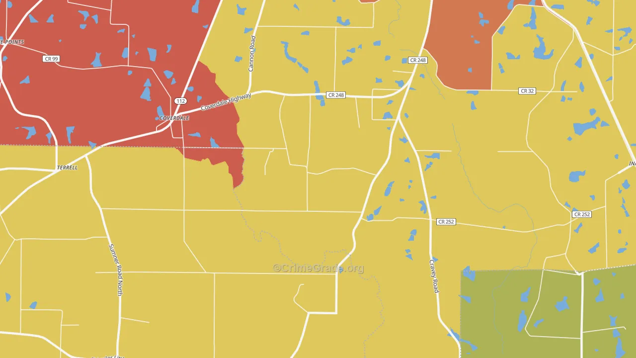 Coverdale, GA Map of Burglary Rates