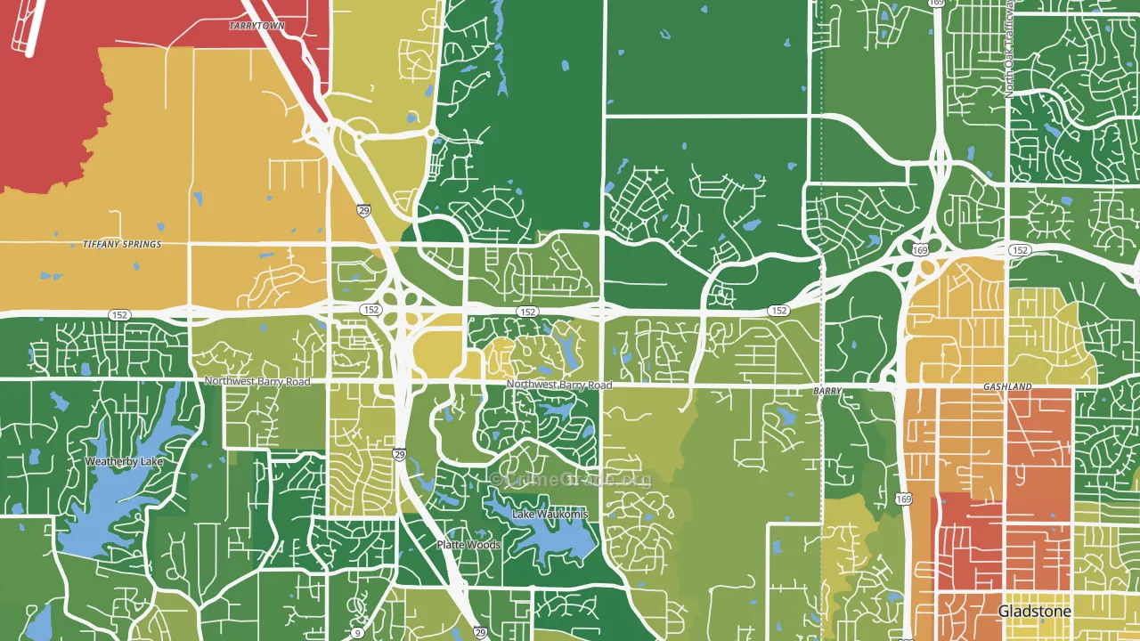 Coves North, Kansas City, MO Map of Burglary Rates