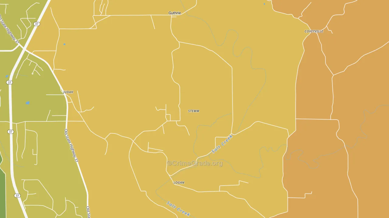 Coveyville, IN Map of Burglary Rates