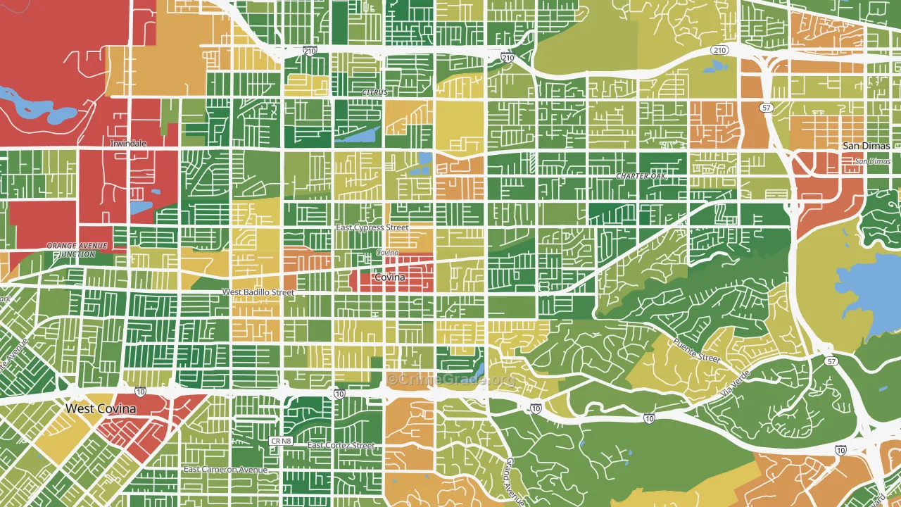 Covina, CA Map of Burglary Rates