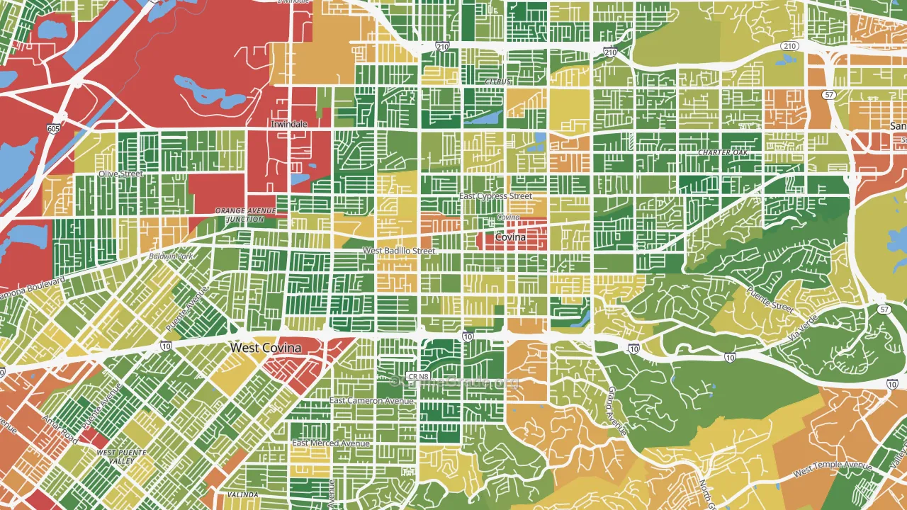 Covina-Valley, Covina, CA Map of Burglary Rates