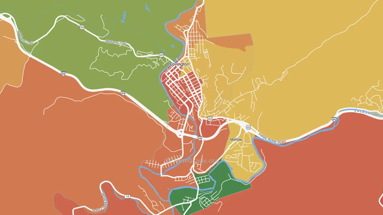 Covington City, VA Map of Burglary Rates