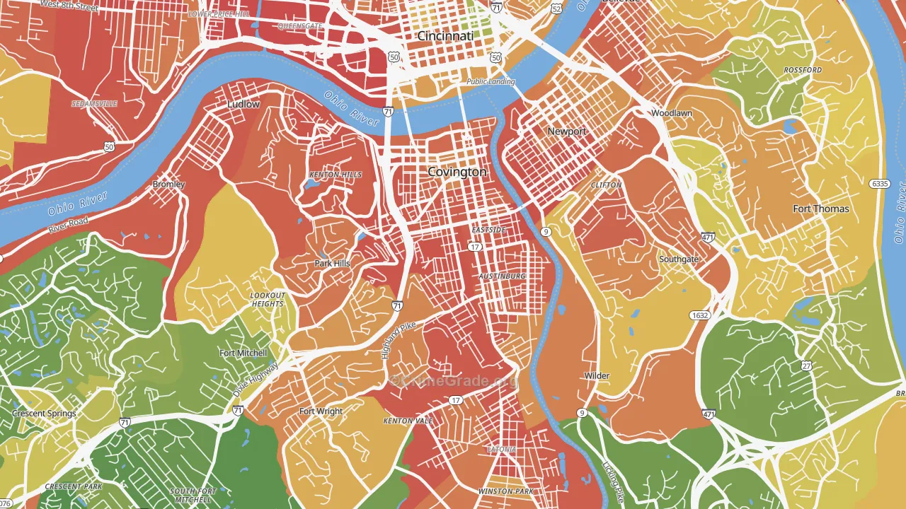 Covington, KY Map of Burglary Rates