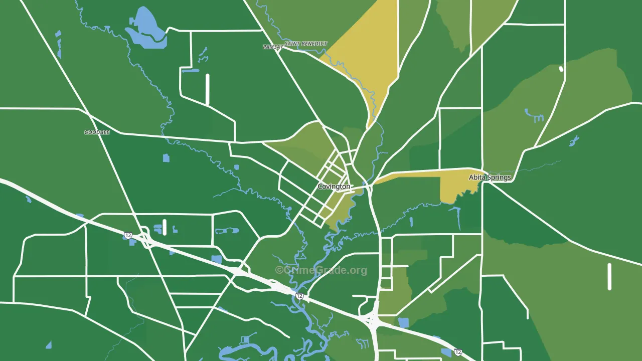 Covington, LA Map of Burglary Rates