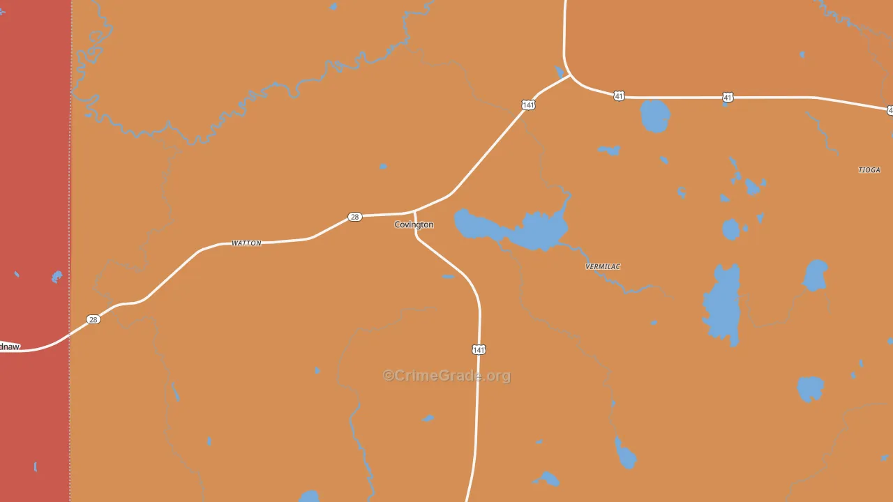 Covington, MI Map of Burglary Rates