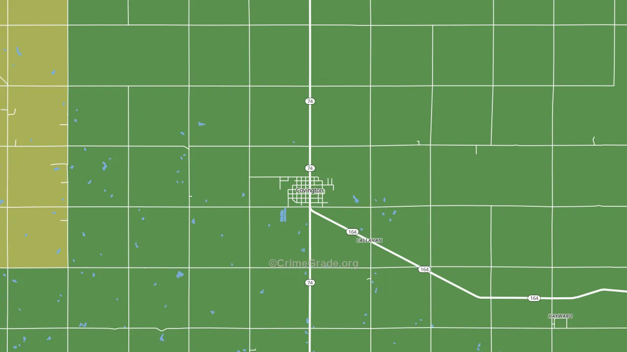 Covington, OK Map of Burglary Rates