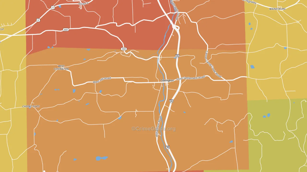 Covington, PA Map of Burglary Rates