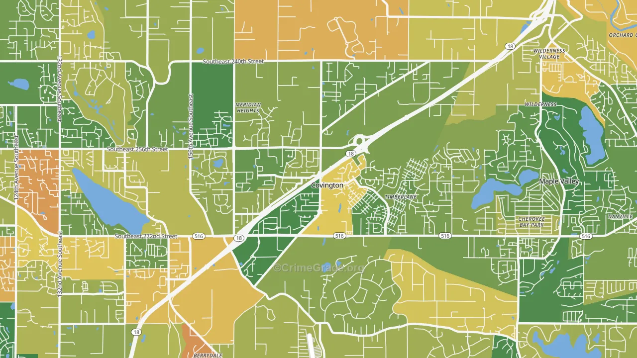 Covington, WA Map of Burglary Rates