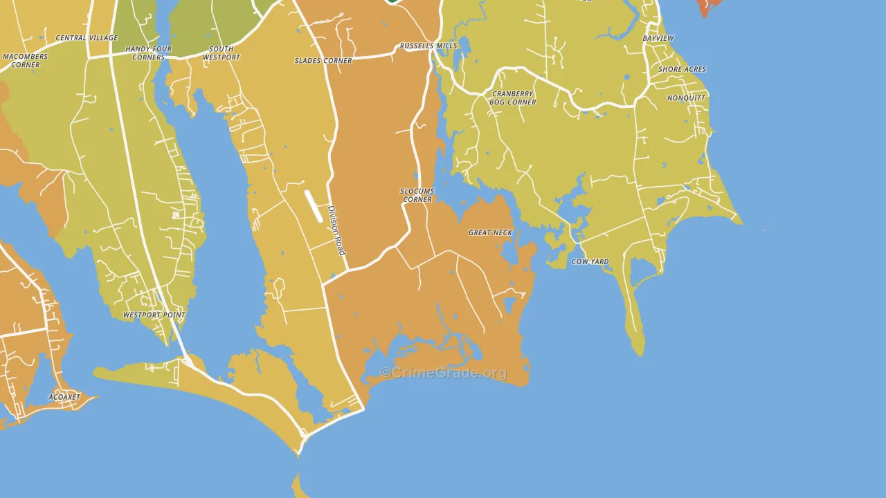 Cow Yard, MA Map of Burglary Rates