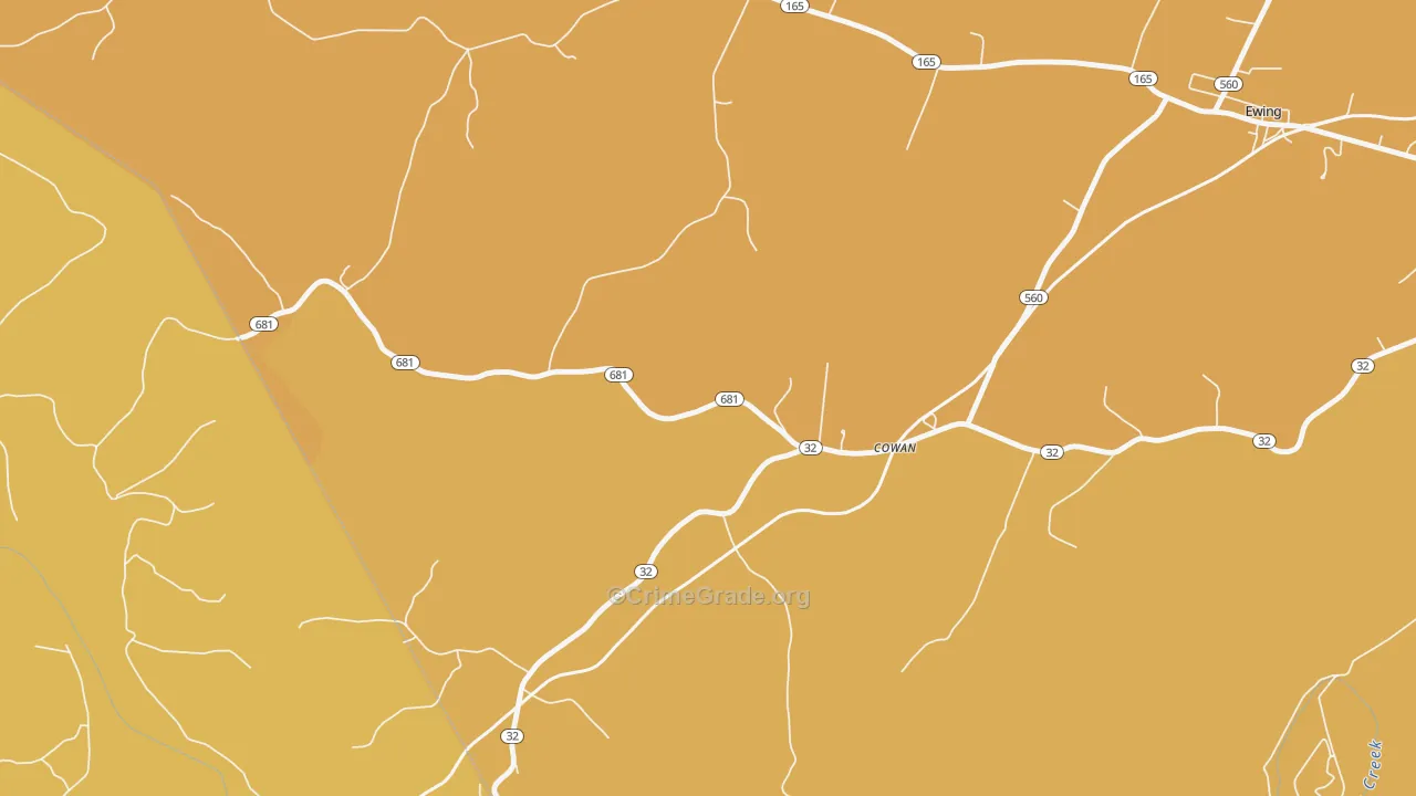 Cowan, KY Map of Burglary Rates