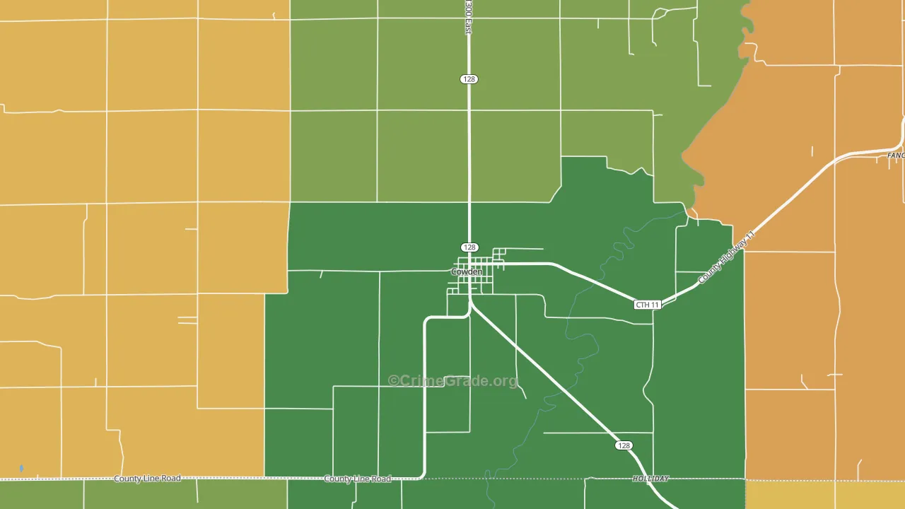 Cowden, IL Map of Burglary Rates