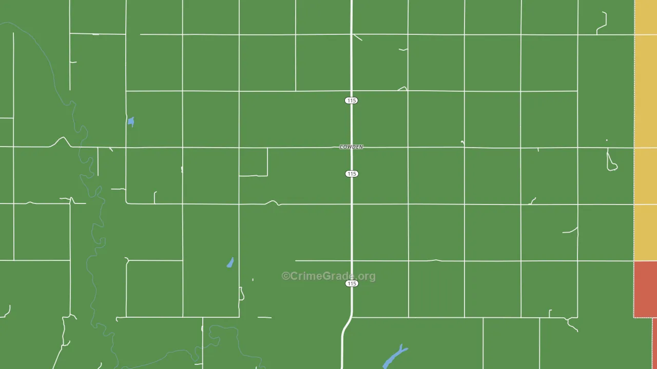 Cowden, OK Map of Burglary Rates