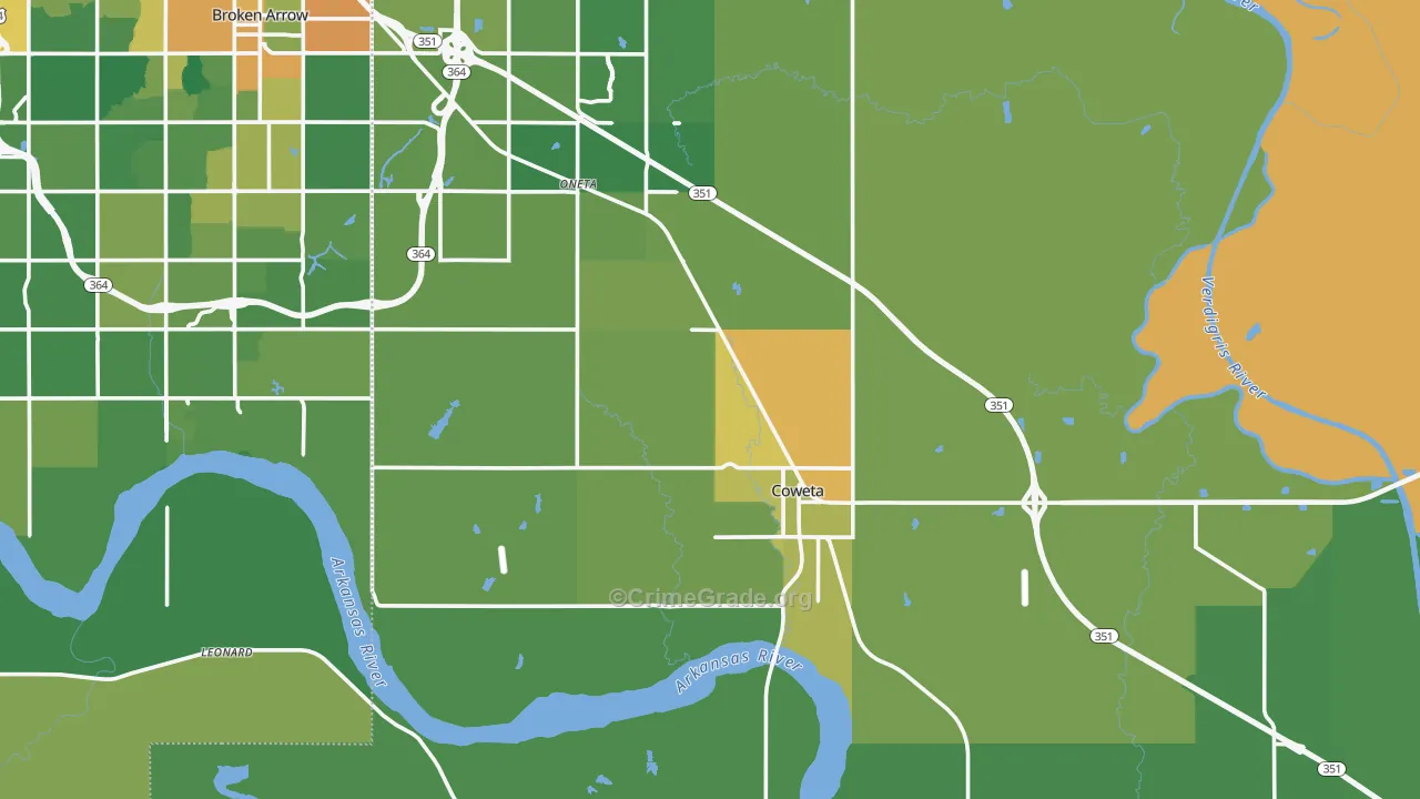 Coweta, OK Map of Burglary Rates