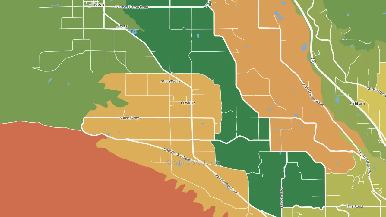 Cowiche, WA Map of Burglary Rates
