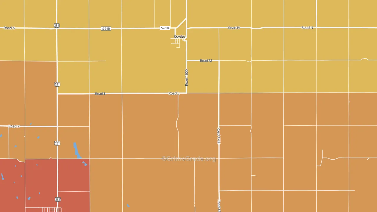 Cowles, NE Map of Burglary Rates