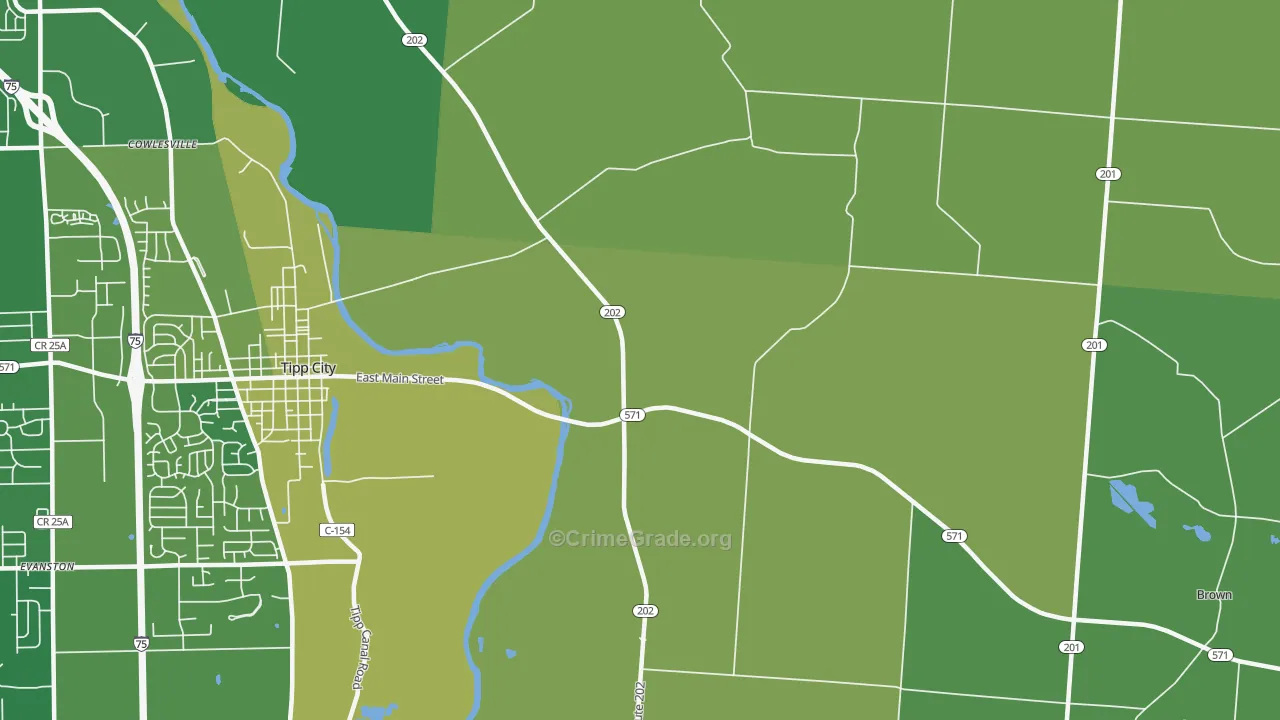 Cowlesville, OH Map of Burglary Rates