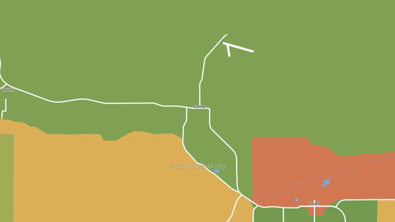 Cowley, WY Map of Burglary Rates