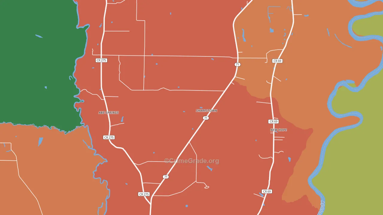 Cox, FL Map of Burglary Rates