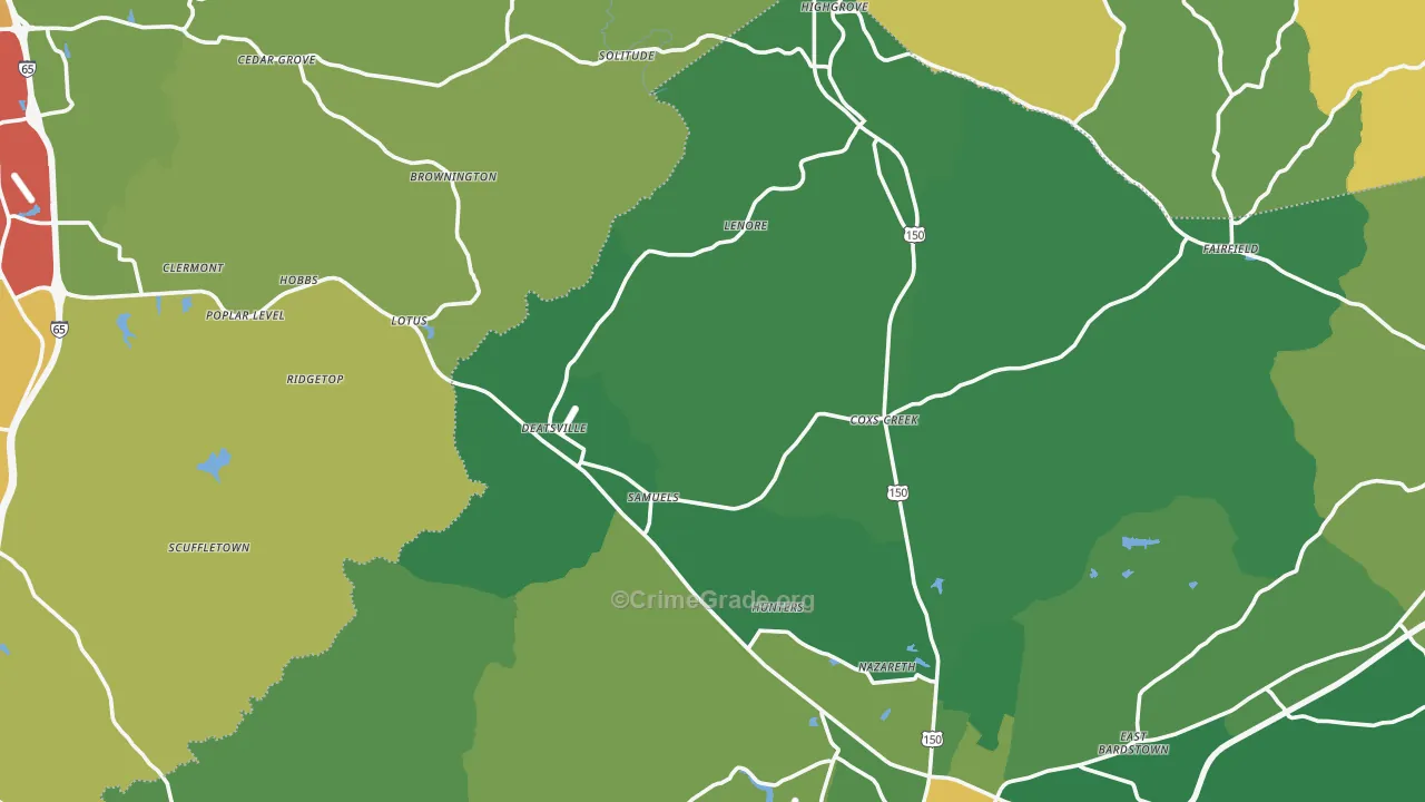 Coxs Creek, KY Map of Burglary Rates